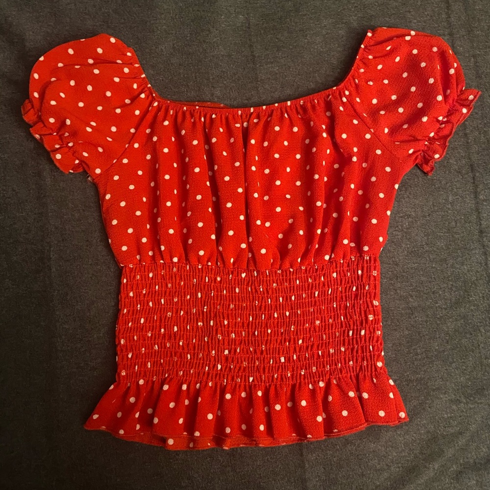 Off the shoulder smocked top